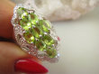 bpee4293 Długi Lśniący Pierścień Pierścionek naturalny Oliwin Peridot oraz Cyrkonie r.15 SREBRO RODOWANE 925 # - 9