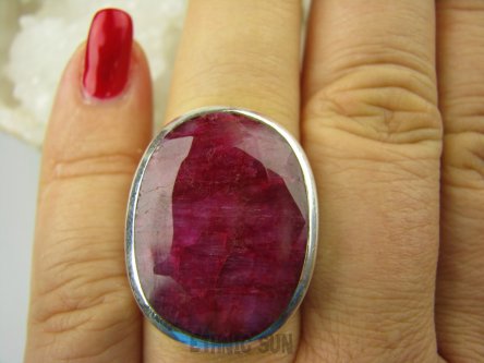 bpee3490 DUŻY OKAZ RUBINOWY Pierścień cudowny Masywny 16 g !!! Rubin Indyjski Rubiny r.16 Srebro 925 #