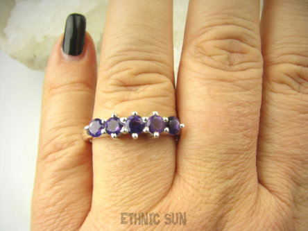 bpee3959 Słodziutki delikatny piękniusi z wielką klasą Pierścionek Pierścień Obrączka Ametyst - kamień mądrości DUŻY ROZMIAR  r.24 SREBRO 925 #
