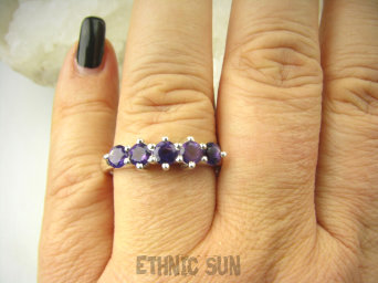 bpee3959 Słodziutki delikatny piękniusi z wielką klasą Pierścionek Pierścień Obrączka Ametyst - kamień mądrości DUŻY ROZMIAR  r.24 SREBRO 925 #