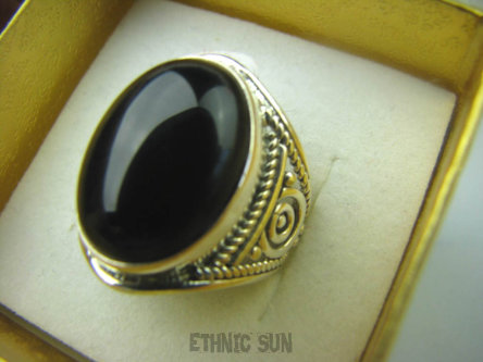 bpe6886 Ażurowy Pierścień Czarny ONYKS regeneruje SERCE, EGZEMY, PAMIĘĆ r.15/ r.16 ażurowa obrączka Srebro 925