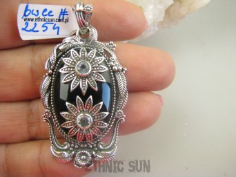 bwee2254 Zabójczo Piękny Marokański SKARB Niesamowity Duży 21 g !! Wisior ONYKS Blue Topaz Maroko Srebro 925 #