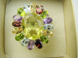 bpee4626 Wooow BOSKO PIĘKNY WIELOBARWNY Lux Pierścień Pierścionek naturalny Cytryn Lemon, Ametyst, Granaty, Oliwin, Blue Topaz r.17 SREBRO 925 # - 10
