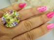 bpee4626 Wooow BOSKO PIĘKNY WIELOBARWNY Lux Pierścień Pierścionek naturalny Cytryn Lemon, Ametyst, Granaty, Oliwin, Blue Topaz r.17 SREBRO 925 # - 3