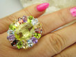 bpee4626 Wooow BOSKO PIĘKNY WIELOBARWNY Lux Pierścień Pierścionek naturalny Cytryn Lemon, Ametyst, Granaty, Oliwin, Blue Topaz r.17 SREBRO 925 # - 4