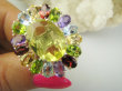 bpee4626 Wooow BOSKO PIĘKNY WIELOBARWNY Lux Pierścień Pierścionek naturalny Cytryn Lemon, Ametyst, Granaty, Oliwin, Blue Topaz r.17 SREBRO 925 # - 9