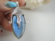 bwe3791 Egzotyczny Unikat Długi 5.3 cm Dwustronny Wisior Zawieszka Labradoryt Spektrolit marokańskie wzornictwo Maroko Srebro 925 # - 10