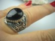bpe5513 Obrączka Motyl - symbol szczęścia wolności niezależności Wygodny PIERŚCIEŃ ONYKS  - SERCE, EGZEMY, PAMIĘĆ r.19 zdobiona obrączka Srebro 925 # - 6
