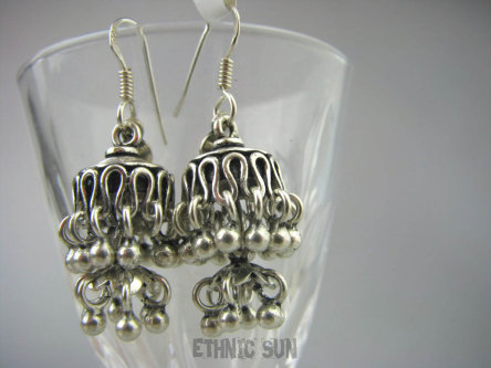 ake1049 BOLLYWOOD egzotyczne  Kolczyki Całe ze Srebra z kuleczkami przepiękne  SREBRO 925