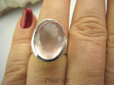 bpee2646 KLEJNOT - Piękny klasyczny Pierścień Kwarc Różowy - kamień mocnego Serca r.16 Srebro 925 #