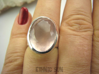 bpee2646 KLEJNOT - Piękny klasyczny Pierścień Kwarc Różowy - kamień mocnego Serca r.16 Srebro 925 #