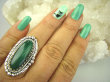 bpe8286 Biżuteria Egzotyczna !!! Cudowny Pierścionek Pierścień MALACHIT - pobudza kreatywność r.17 Srebro 925 # - 5