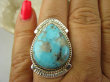 bpe7843 Niezwykły OKAZ Pierścień naturalny TURKUS ARIZONA Turkusy r.18/ r.19 egzotyczne Srebro 925 # - 2