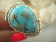 bpe7843 Niezwykły OKAZ Pierścień naturalny TURKUS ARIZONA Turkusy r.18/ r.19 egzotyczne Srebro 925 # - 8