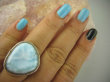 bpe6339 Anielski Pierścień Rzadki Błękitny Larimar (kamień Anielski ) - stawy, serce lęki, otwiera czakrę gardła r.20/ r.21 Srebro 925 # - 2