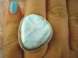 bpe6339 Anielski Pierścień Rzadki Błękitny Larimar (kamień Anielski ) - stawy, serce lęki, otwiera czakrę gardła r.20/ r.21 Srebro 925 # - 3