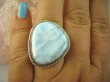 bpe6339 Anielski Pierścień Rzadki Błękitny Larimar (kamień Anielski ) - stawy, serce lęki, otwiera czakrę gardła r.20/ r.21 Srebro 925 # - 4