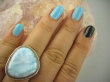 bpe6339 Anielski Pierścień Rzadki Błękitny Larimar (kamień Anielski ) - stawy, serce lęki, otwiera czakrę gardła r.20/ r.21 Srebro 925 # - 6