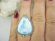 bpe9615 Anielski Pierścień Pierścionek Rzadki Niebieski Larimar (kamień Anielski ) - stawy, serce lęki, otwiera czakrę gardła r.17 Srebro 925 # - 2