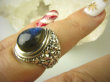 bpe8599 Egzotyczny Pierścień Pierścionek Labradoryt Spektrolit kamień Zorzy Polarnej r.13 zdobiona obrączka Srebro 925 # - 5
