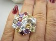 bpee4549 BOSKO PIĘKNY WIELOBARWNY Pierścień Pierścionek naturalny Cytryn, Ametyst, Blue Topaz, Granat, Kwarc Dymny r.15 SREBRO 925 # - 5