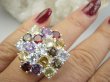 bpee4549 BOSKO PIĘKNY WIELOBARWNY Pierścień Pierścionek naturalny Cytryn, Ametyst, Blue Topaz, Granat, Kwarc Dymny r.15 SREBRO 925 # - 2