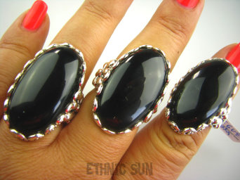 bpe3195 Biżuteria Orientalna !!!! Nieziemski ONYKS W KORONCE 3.4 cm Olbrzym  Pierścień z onyksem ONYKS r.21 Srebro 925 #