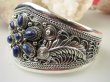 bb3560 Nepalska Piękność Biżuteria Orientalna NIEZWYKŁA OGROMNA 75 gramów !!!! SZEROKA Otwarta BRANSOLETA Lapis Lazuli, Orle Pióro Indian Nawaho Srebro 925 # - 7