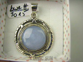 bwe3015 Delikatny Wisior KORONKOWY AGAT BLUE LACE - kamień spokoju i pozytywnego myślenia idealny na STRES, CHOROBY OCZU, USZU UKOJENIE DUSZY Srebro 925 #