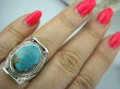 bpe5754 Biżuteria Egzotyczna PIERŚCIEŃ z naturalnym Turkusem Turkus - opiekun ciała i duszy Turkusy r.18/ r.19 Srebro 925 # - 2