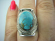 bpe5754 Biżuteria Egzotyczna PIERŚCIEŃ z naturalnym Turkusem Turkus - opiekun ciała i duszy Turkusy r.18/ r.19 Srebro 925 # - 4