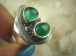 bpe6528 Biżuteria Orientalna - Delikatny OKAZ Pierścień Zielony Onyks - regeneruje SERCE, EGZEMY, PAMIĘĆ r.17 Srebro 925 # - 5