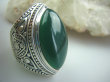 bpe4880 CZARODZIEJSKI OKAZ 21 gramów !!! DUŻY PIERŚCIEŃ ZIELONY ONYKS - SERCE, EGZEMY,PAMIĘĆ r.22 pięknie zdobione Srebro 925 # - 4