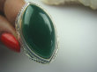bpe4880 CZARODZIEJSKI OKAZ 21 gramów !!! DUŻY PIERŚCIEŃ ZIELONY ONYKS - SERCE, EGZEMY,PAMIĘĆ r.22 pięknie zdobione Srebro 925 # - 6