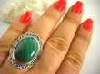 bpe2735 Biżuteria Orientalna !!! MALACHIT W KORONKACH - Piękny Pierścień z Malachitem MALACHIT - pobudza kreatywność r.18 Srebro 925 # - 2