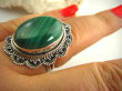 bpe2735 Biżuteria Orientalna !!! MALACHIT W KORONKACH - Piękny Pierścień z Malachitem MALACHIT - pobudza kreatywność r.18 Srebro 925 # - 3
