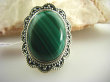 bpe2735 Biżuteria Orientalna !!! MALACHIT W KORONKACH - Piękny Pierścień z Malachitem MALACHIT - pobudza kreatywność r.18 Srebro 925 # - 7