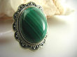 bpe2735 Biżuteria Orientalna !!! MALACHIT W KORONKACH - Piękny Pierścień z Malachitem MALACHIT - pobudza kreatywność r.18 Srebro 925 # - 8