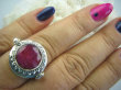 bpee2790 NAMIĘTNY RUBIN INDYJSKI !!! Piękny Sekretnik Otwierany Pierścień na Zdjęcia lub Marzenia Rubiny r.18 Srebro 925 # - 3