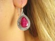 bkee1106 Śliczny wzów LEKKIE LUX większe okazy Kolczyki z dużymi rubinami indyjskimi RUBIN Rubiny Srebro 925 - 7