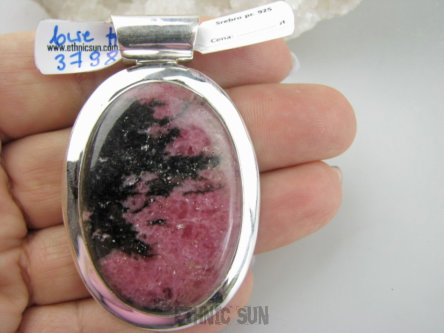 bwe3798 Cudowny UNIKAT Bosko Piękny Duży 29g !! Wisior Zawieszka Rzadki RODONIT - Niepokój, stres, bóle głowy, skurcze Srebro 925 #