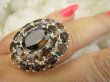 bpee4589 Lśniący Duży Okaz Pierścień Pierścionek szlifowany czekoladowy Kwarc Dymny r.17 Srebro 925 # - 4