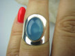 bpe5981 CHALCEDON W LŚNIĄCEJ OPRAWIE !! Klasyczny Pierścień Błękitny Chalcedon - wspomagający leczenie tarczycy r.15 Srebro 925 - 4