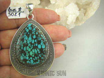 bwe3021 Morska kropla Duża 7 cm !!! 20 g UNIKAT Piękny Egzotyczny Wisior naturalny TURKUS Turkusy Srebro 925 #