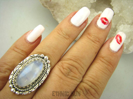 bpe8323 Orientalny Pierścień Pierścionek Niebiesko Chabrowy KAMIEŃ KSIĘŻYCOWY r.18 Srebro 925 #