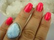 bpe6427 Anielski Pierścień Rzadki Błękitny Larimar (kamień Anielski ) - stawy, serce lęki, otwiera czakrę gardła r.13/ r.14 Srebro 925 # - 4