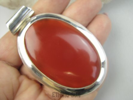 bwe3878 Przepiekny Okaz Niesamowity 6.7 cm GIGANT 32 g !!! Duży Wisior Zawieszka CZERWONY ONYKS - regeneruje SERCE, EGZEMY, PAMIĘĆ Srebro 925 #