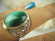 bpe6538 Biżuteria Egzotyczna !!! Delikatny Pierścień MALACHIT - pobudza kreatywność r.16 ażurowa obrączka Srebro 925 # - 3