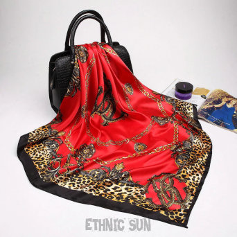 SZ49 Szalenie Elegancka CZERWONA Sexi  Duża 90 cm x 90 cm Zwiewna Bajecznie Piękna chusta orientalny szal INTENSYWNIE CZERWONA Reyon