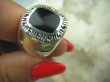 bpe6115 Biżuteria męska !!!  Męski Pierścień Sygnet z Onyksem Czarny ONYKS regeneruje SERCE, EGZEMY, PAMIĘĆ r.22 Srebro 925 # - 7